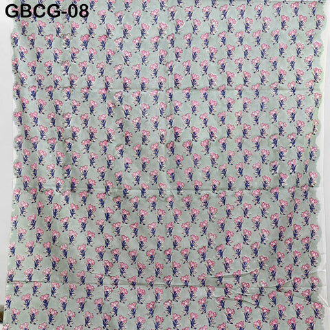 Block-Printed Floral Cotton Fabric, Summer Dress, Sleepwear Pajamas Sewing Material by the Yard, Black and Beige