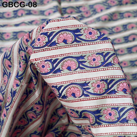 Block-Printed Floral Cotton Fabric, Summer Dress, Sleepwear Pajamas Sewing Material by the Yard, Black and Beige