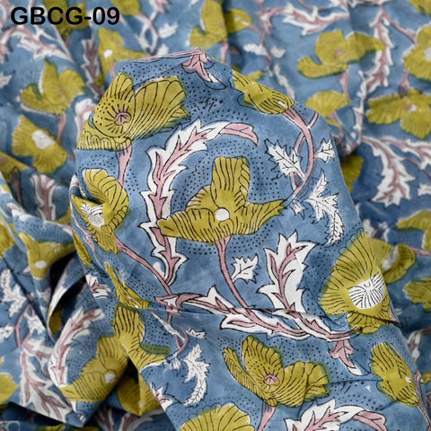 Block Printed Floral Cotton Fabric, Summer Dress, Sleepwear Pajamas Sewing Material by the Yard, Black and Beige