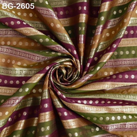 Stripes Brocade Fabric by Yard Indian Winter Wedding Dress Brides Mother Full-Length Coats Cropped Jacket Theatrical Historic Costumes