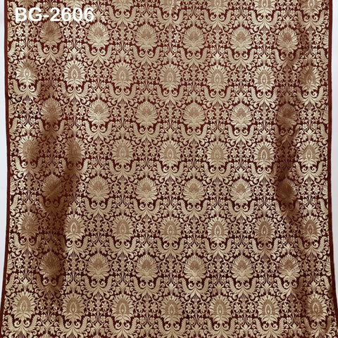 Burgundy Gold Brocade Fabric by the Yard Indian Banarasi Winter Wedding Dress Brides Mother Knee Length Coat Theatrical Historic Costumes