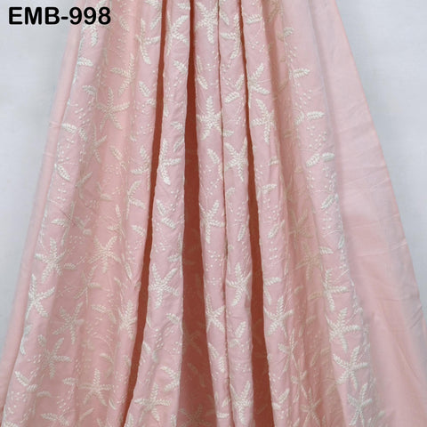 Embroidered Cotton Fabric by the Yard Indian Embroidery Sewing Fabric DIY Crafting Summer Women Dresses Costumes Doll Bag Home Decor Curtain