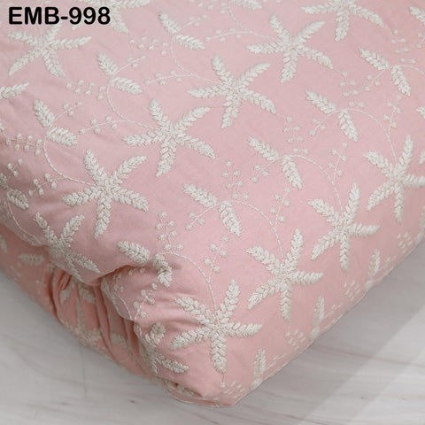 Embroidered Cotton Fabric by the Yard Indian Embroidery Sewing Fabric DIY Crafting Summer Women Dresses Costumes Doll Bag Home Decor Curtain