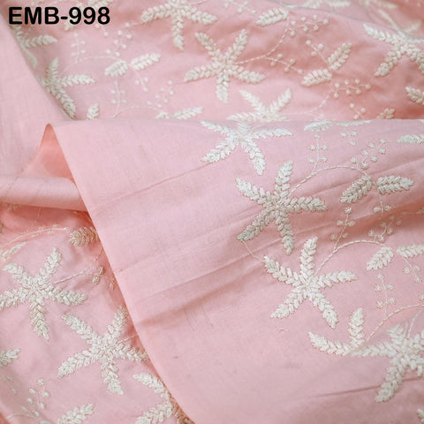 Embroidered Cotton Fabric by the Yard Indian Embroidery Sewing Fabric DIY Crafting Summer Women Dresses Costumes Doll Bag Home Decor Curtain