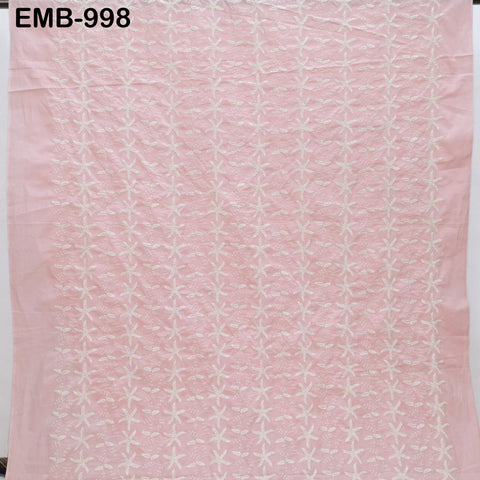 Embroidered Cotton Fabric by the Yard Indian Embroidery Sewing Fabric DIY Crafting Summer Women Dresses Costumes Doll Bag Home Decor Curtain