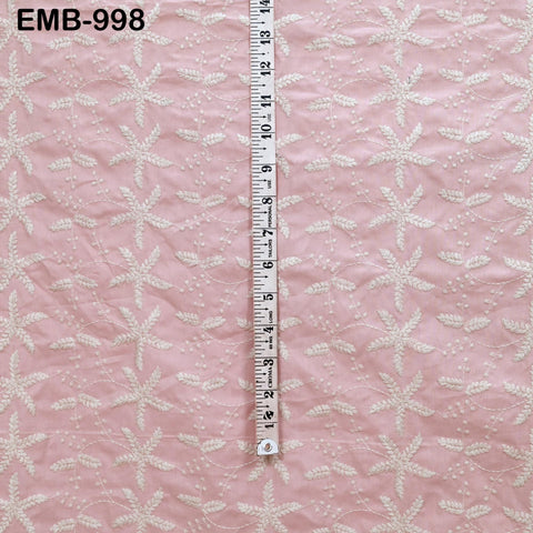 Embroidered Cotton Fabric by the Yard Indian Embroidery Sewing Fabric DIY Crafting Summer Women Dresses Costumes Doll Bag Home Decor Curtain