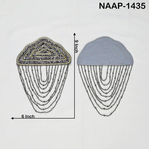 1 Pair Beaded Tassel Shoulder Patches: Black Epaulet Appliqués