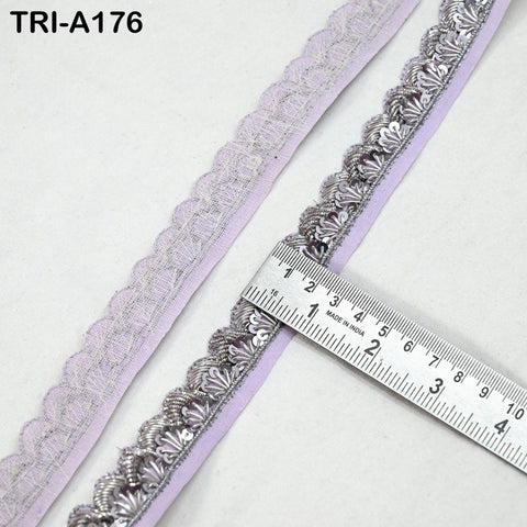 10 Yards Silver Zardozi Dabka Trim, Handmade Indian Embroidered Bridal Border, Saree Lehenga Wedding Dress Trim, Couture Sewing Supply