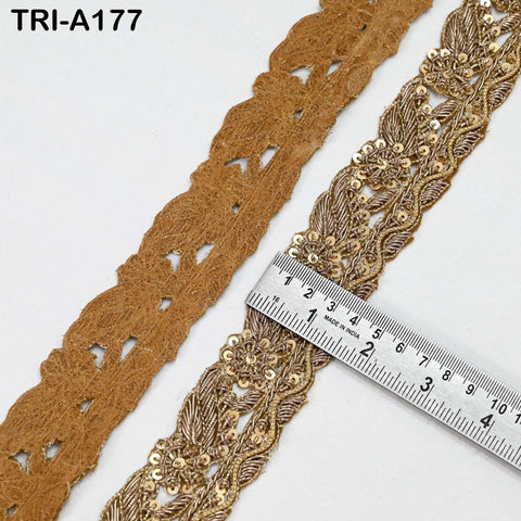 9 Yards Gold Zardozi Sequin Lace Trim 2 cm: Indian Sari Border, Bridal Embellishment