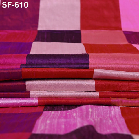 49" Stitched Patchwork Pure Dupioni Raw Silk Fabric by the Yard Indian Crafting, Sewing, Wedding Dresses, Skirts, Vest Coats Pillow Covers