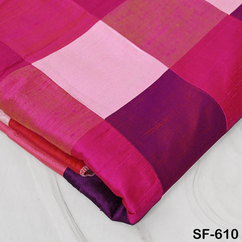 49" Stitched Patchwork Pure Dupioni Raw Silk Fabric by the Yard Indian Crafting, Sewing, Wedding Dresses, Skirts, Vest Coats Pillow Covers