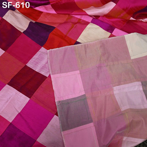 49" Stitched Patchwork Pure Dupioni Raw Silk Fabric by the Yard Indian Crafting, Sewing, Wedding Dresses, Skirts, Vest Coats Pillow Covers