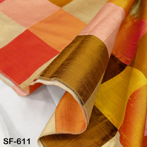 52" Stitched Patchwork Pure Dupioni Raw Silk Fabric by the Yard Indian Crafting, Sewing, Wedding Dresses, Skirts, Vest Coats Pillow Covers
