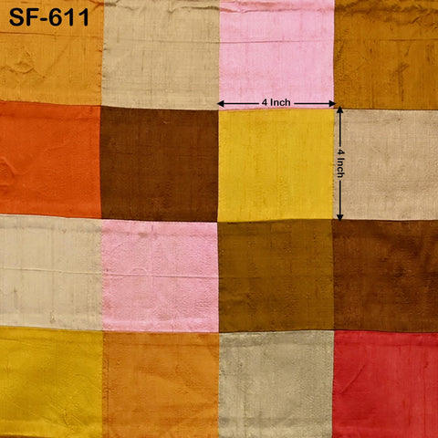 52" Stitched Patchwork Pure Dupioni Raw Silk Fabric by the Yard Indian Crafting, Sewing, Wedding Dresses, Skirts, Vest Coats Pillow Covers