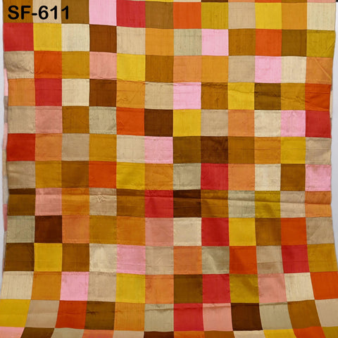 52" Stitched Patchwork Pure Dupioni Raw Silk Fabric by the Yard Indian Crafting, Sewing, Wedding Dresses, Skirts, Vest Coats Pillow Covers