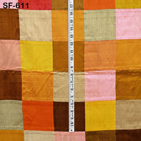 52" Stitched Patchwork Pure Dupioni Raw Silk Fabric by the Yard Indian Crafting, Sewing, Wedding Dresses, Skirts, Vest Coats Pillow Covers