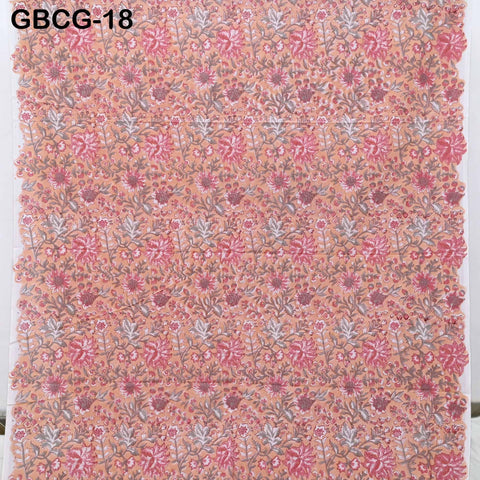 Hand Block Printed Floral Cotton Fabric, Soft Medium-Weight, Sewing Crafting Material By Yard