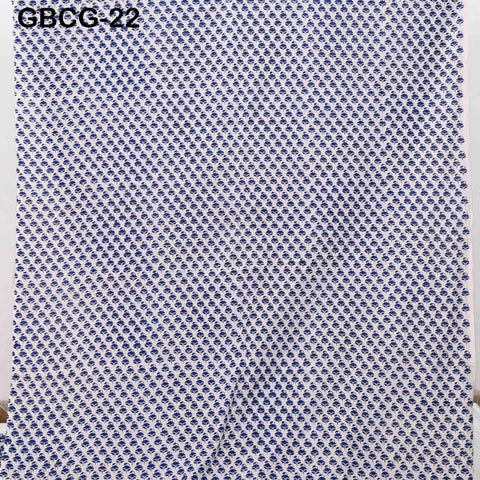 Block Printed Floral Cotton Fabric, Blue, White, Summer Dress Sewing Material