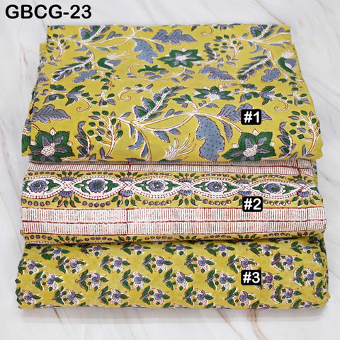Block Printed Cotton Fabric, Yellow Floral Summer Dress Sewing Material, Soft Cotton by Yard