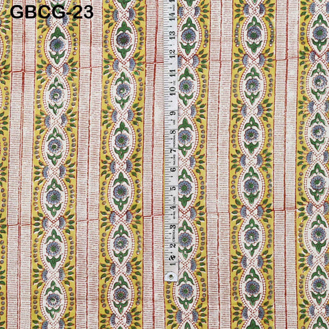 Block Printed Cotton Fabric, Yellow Floral Summer Dress Sewing Material, Soft Cotton by Yard
