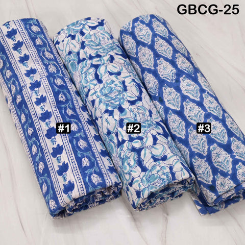 Hand Block Printed Cotton Fabric, Blue, White, Summer Dresses Sewing Material