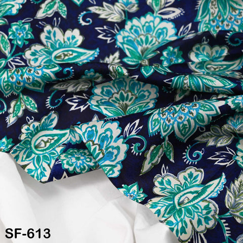 Blue Indian Saree Soft Pure Printed Silk Fabric by the yard Wedding Dress Bridesmaid Party Costume Curtains Crafting Sewing Dupatta Scarf
