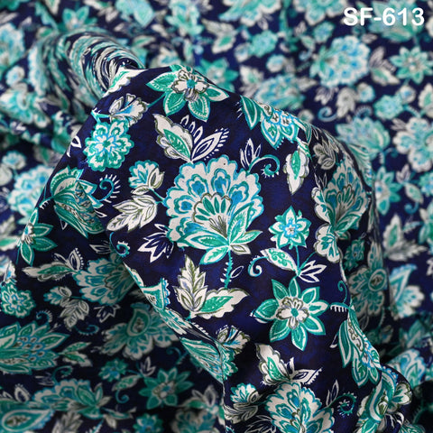 Blue Indian Saree Soft Pure Printed Silk Fabric by the yard Wedding Dress Bridesmaid Party Costume Curtains Crafting Sewing Dupatta Scarf