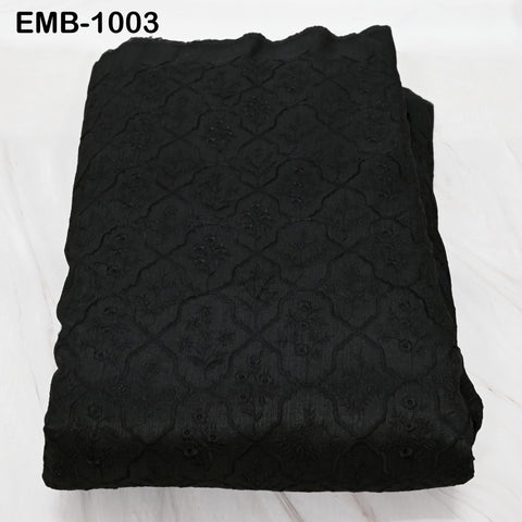 Black Embroidered Viscose Fabric by the Yard, Sewing Crafting Wedding Apparel Upholstery