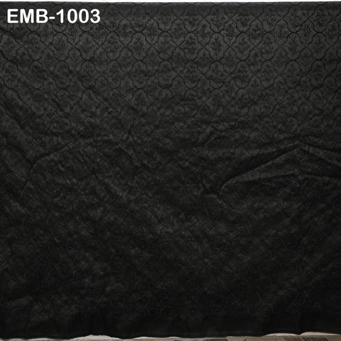 Black Embroidered Viscose Fabric by the Yard, Sewing Crafting Wedding Apparel Upholstery