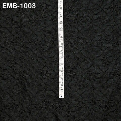 Black Embroidered Viscose Fabric by the Yard, Sewing Crafting Wedding Apparel Upholstery