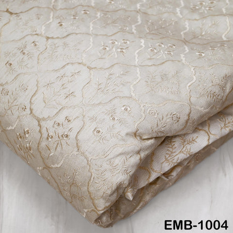Ivory Embroidered Viscose Fabric by the Yard, Sewing Crafting Wedding Apparel Upholstery