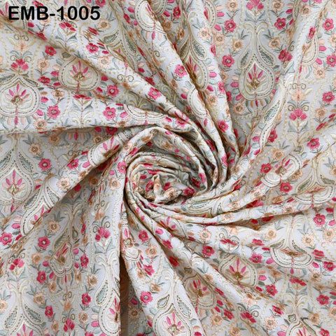 Indian Embroidery Fabric by the yard Embroidered Wedding Costumes Fabric Regency Reticules Victorian Handbags Marie Antoinette Junk Journals