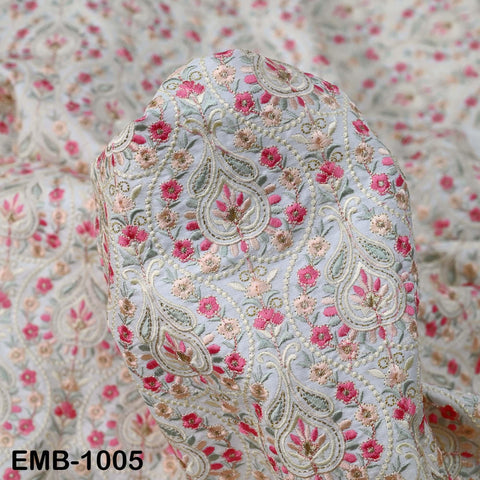 Indian Embroidery Fabric by the yard Embroidered Wedding Costumes Fabric Regency Reticules Victorian Handbags Marie Antoinette Junk Journals