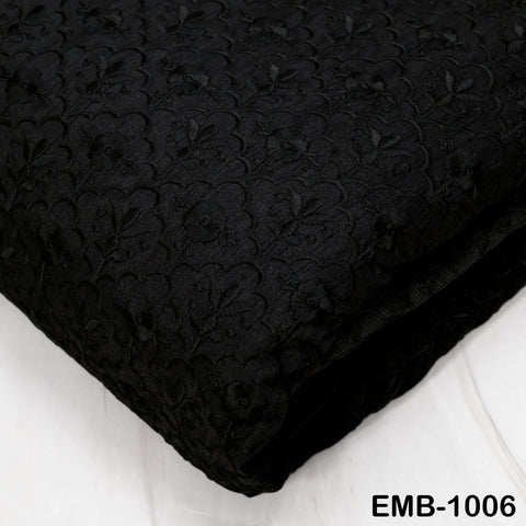 Black Embroidered Viscose Fabric by the Yard, Sewing Crafting Wedding Apparel Upholstery