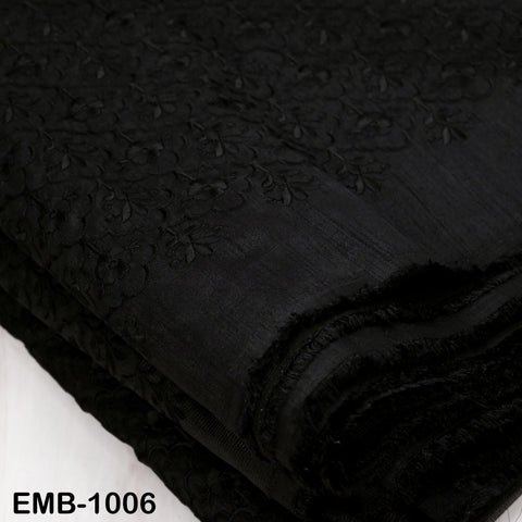 Black Embroidered Viscose Fabric by the Yard, Sewing Crafting Wedding Apparel Upholstery