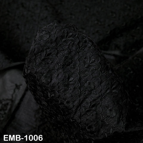 Black Embroidered Viscose Fabric by the Yard, Sewing Crafting Wedding Apparel Upholstery