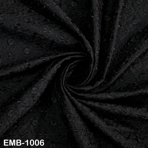 Black Embroidered Viscose Fabric by the Yard, Sewing Crafting Wedding Apparel Upholstery