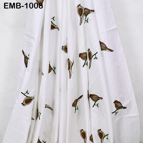 Embroidered Cotton Fabric by the Yard Indian Embroidery Sewing Fabric DIY Crafting Summer Women Dresses Costumes Doll Bag Home Decor Curtain