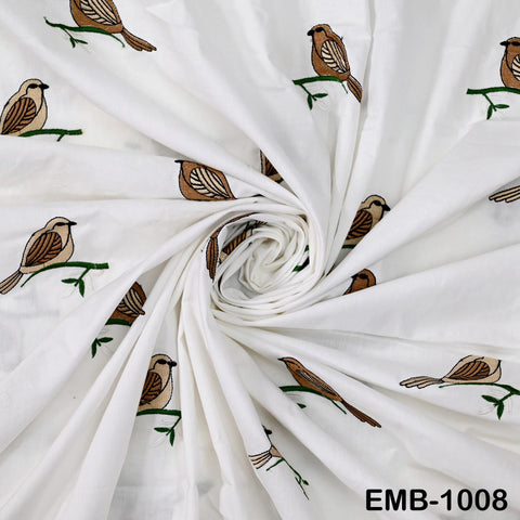 Embroidered Cotton Fabric by the Yard Indian Embroidery Sewing Fabric DIY Crafting Summer Women Dresses Costumes Doll Bag Home Decor Curtain