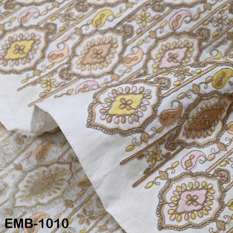 Off White Embroidery Fabric by the yard Sewing DIY Crafting Embroidered Textiles Costumes Regency Reticules Victorian Handbags Junk Journals