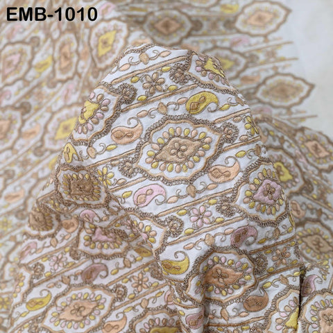Off White Embroidery Fabric by the yard Sewing DIY Crafting Embroidered Textiles Costumes Regency Reticules Victorian Handbags Junk Journals
