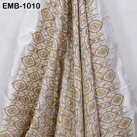 Off White Embroidery Fabric by the yard Sewing DIY Crafting Embroidered Textiles Costumes Regency Reticules Victorian Handbags Junk Journals