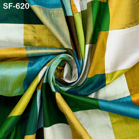 50" Stitched Patchwork Pure Dupioni Raw Silk Fabric by the Yard Indian Crafting, Sewing, Wedding Dresses, Skirts, Vest Coats Pillow Covers