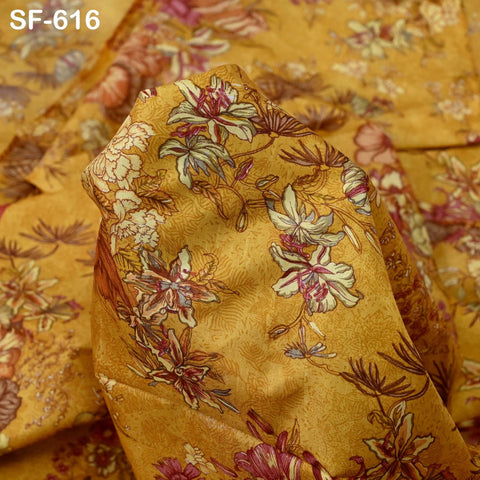Soft Habotai Pure Printed Silk Fabric by the Yard Indian Saree Wedding Dresses Bridesmaid Party Costumes DIY Crafting, and Sari Sewing