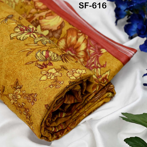 Soft Habotai Pure Printed Silk Fabric by the Yard Indian Saree Wedding Dresses Bridesmaid Party Costumes DIY Crafting, and Sari Sewing