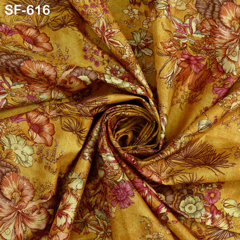Soft Habotai Pure Printed Silk Fabric by the Yard Indian Saree Wedding Dresses Bridesmaid Party Costumes DIY Crafting, and Sari Sewing