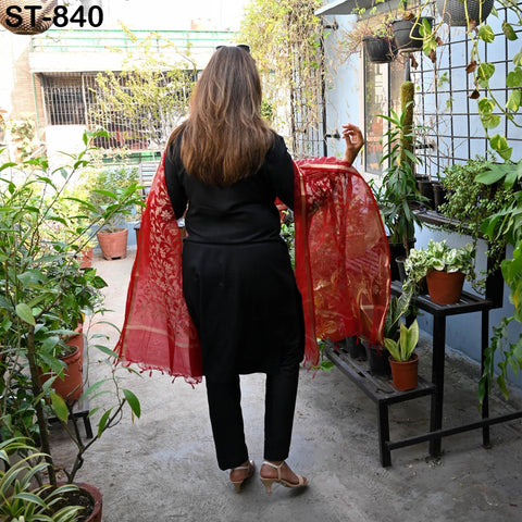 Organza Dupatta Red Embroidery, Gold Indian Women Head Scarf, Wedding Dress Matching Stole, Boho Stoles Evening Scarves Gifts For Bridesmaid