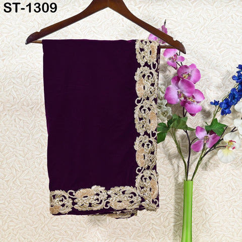 Wine Velvet Dupatta Gold Zari Embroidery on edges Traditional Dupatta Chunni Bridal Veil Lehenga Embroidered Festival Punjabi Women Gift Mom