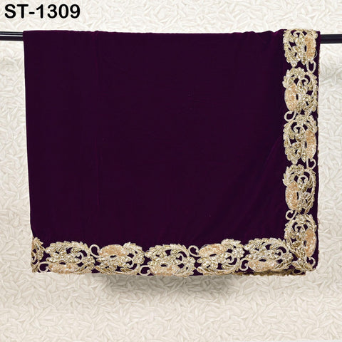 Wine Velvet Dupatta Gold Zari Embroidery on edges Traditional Dupatta Chunni Bridal Veil Lehenga Embroidered Festival Punjabi Women Gift Mom