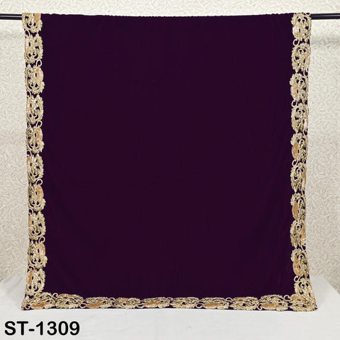 Wine Velvet Dupatta Gold Zari Embroidery on edges Traditional Dupatta Chunni Bridal Veil Lehenga Embroidered Festival Punjabi Women Gift Mom